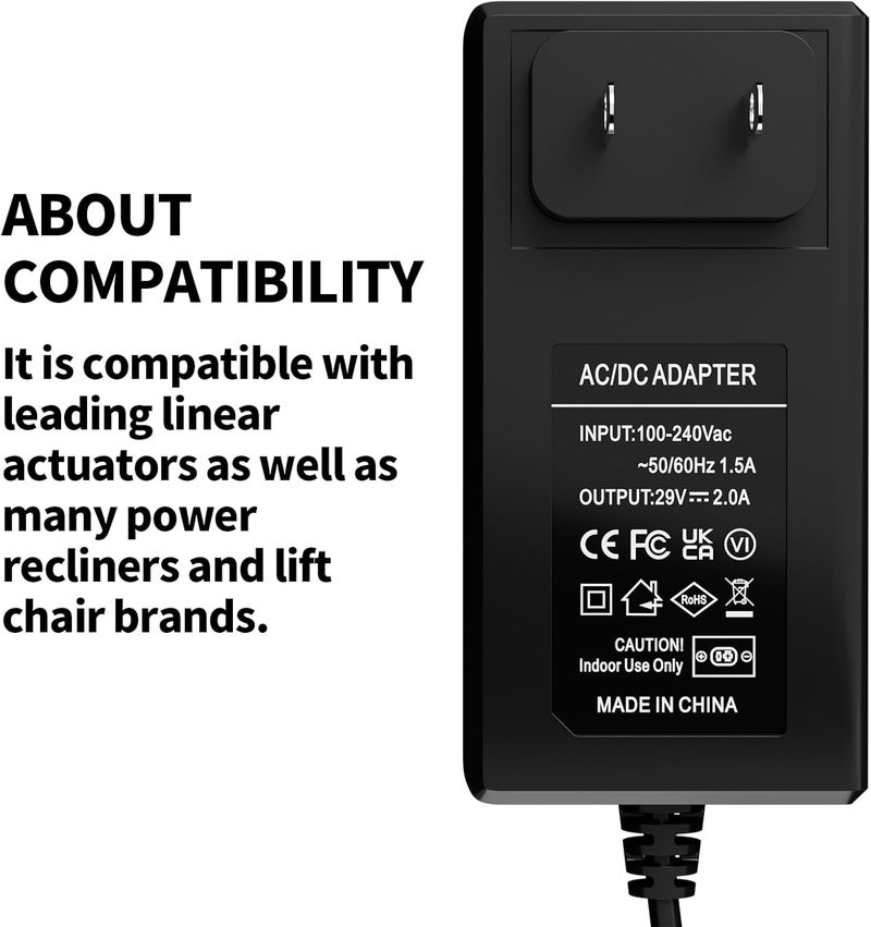 nvmw Recliner Power Supply Transformer,Replacement Cord for Limoss, Electric Power Recliners, Lift Chairs and Adjustable Beds 29V 2A AC/DC Switching Adapter - Image 4